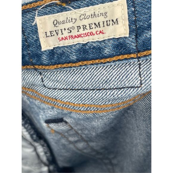 Levi's Wedgie Straight Jeans Women's Size 30 Blue High Rise Distressed - Picture 12 of 13